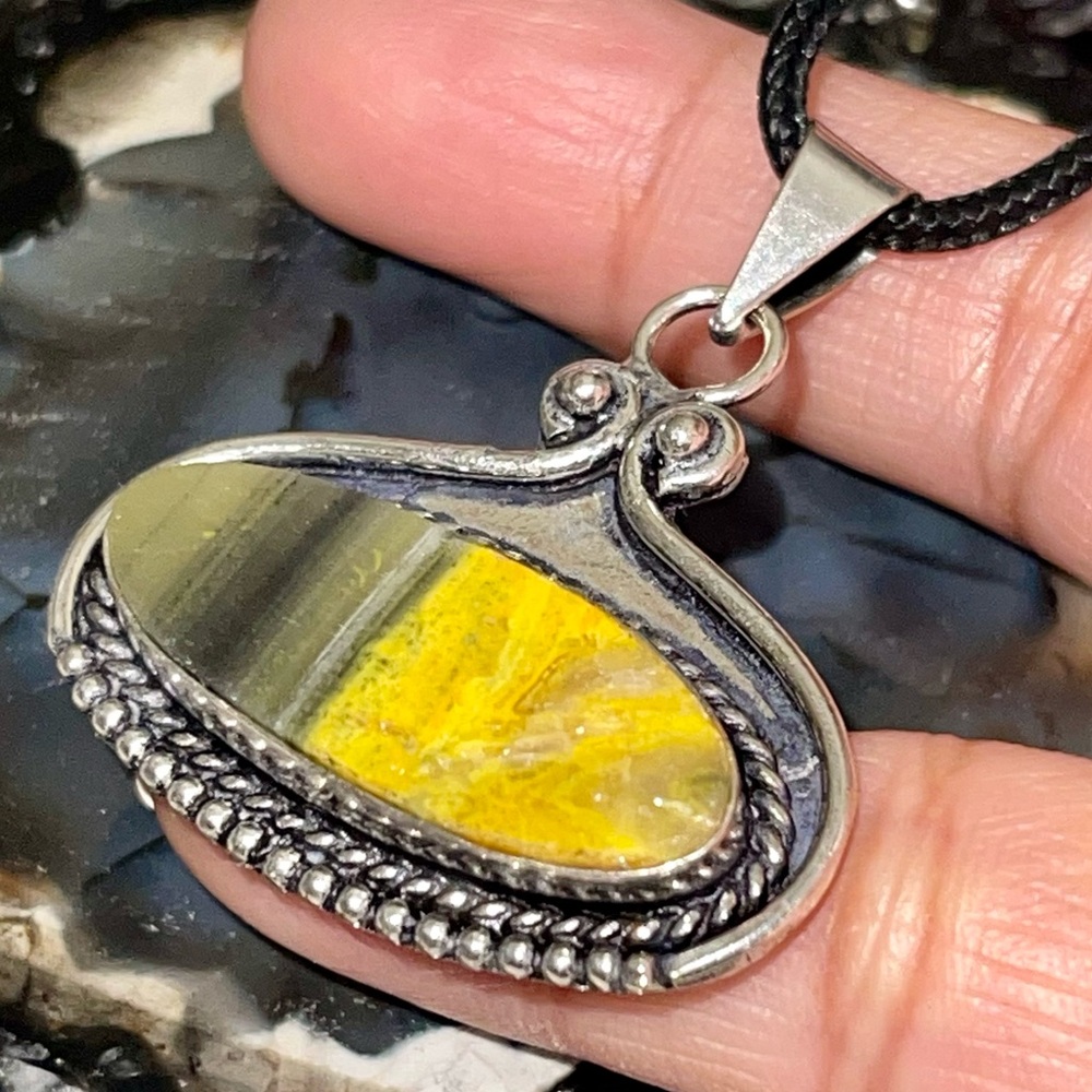 Small Indonesian Bumblebee Jasper Pendant 1 1/2”